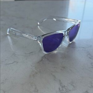 Kids Oakley Clear Sunglasses with Purple Lenses